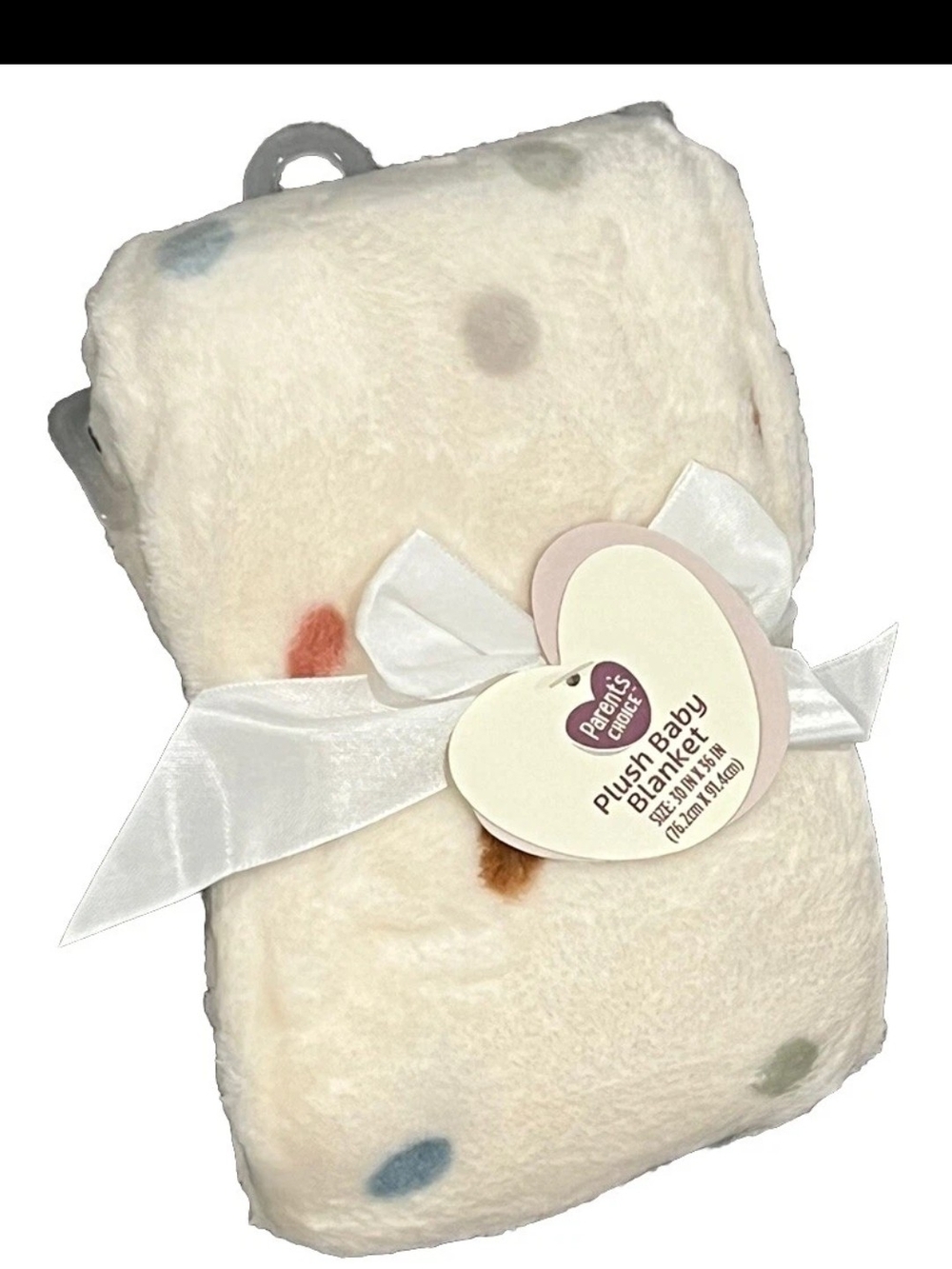 Parent's Choice Plush Baby Blanket with Pastel Polka Dots Cream Walmart PC